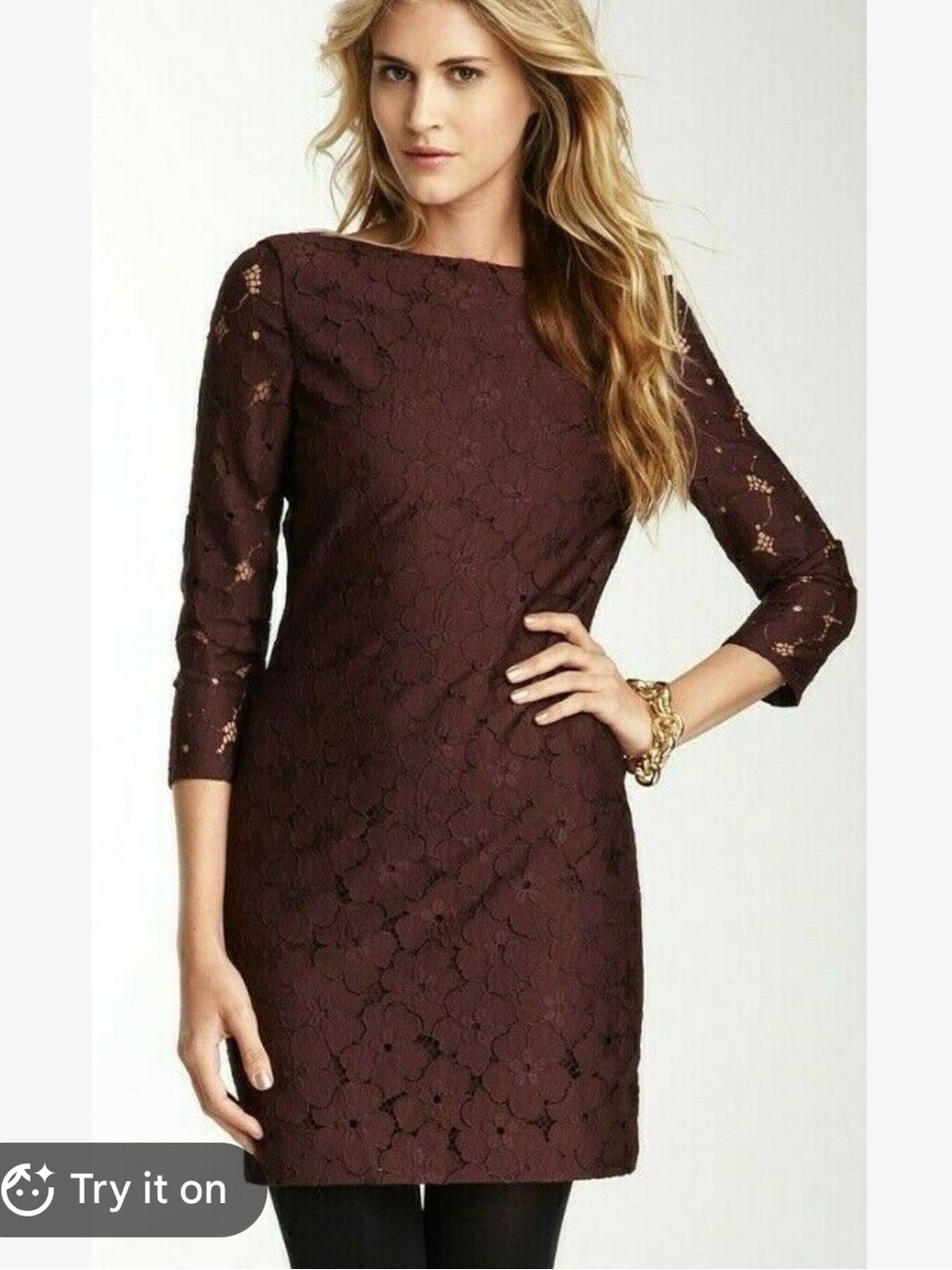 NWT Diane Von Furstenberg Sarita Lace Dress in Aubergine Size 10
